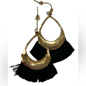 Gold and Black Tassel Earrings